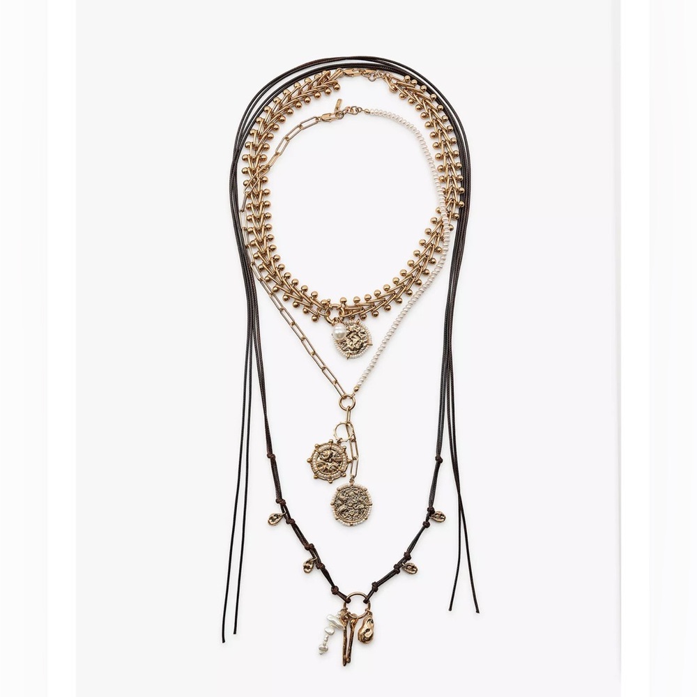 ZARA 3 Pack of Pearl Medallion Necklaces